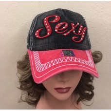 Sexy Rhinestone Bling Adjustable Mujer&apos;s black red baseball cap hat NWT  eb-28192557